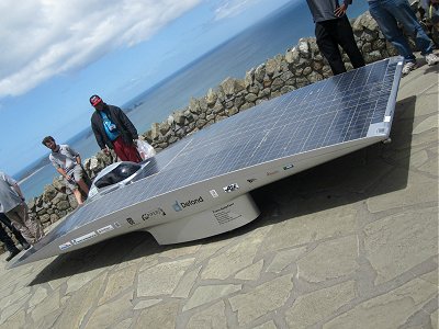 Honda solar powered car at Cape Reinga