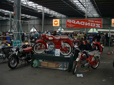 Rear view of Zündapp exhibition with ex-UK bikes