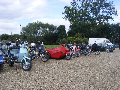 Line of mopeds at Suffolk Water Park
