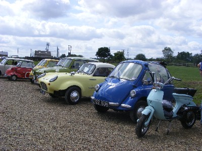 Line of microcars at Suffolk Water Park