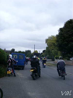 The bikes leaving Bucklesham