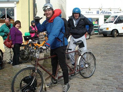 Cyclemaster tandem arriving at Alston