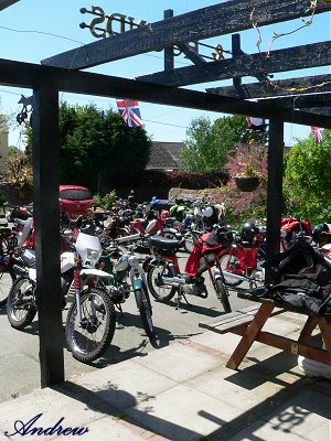 All the bikes outside the pub