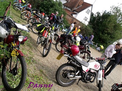 The bikes gathered outside Hoxne Swan