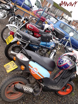 Bikes gathered in the car park