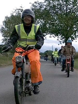 Carl riding a Motobi
