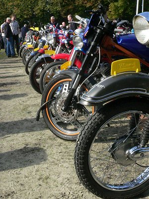 One of the rows of mopeds