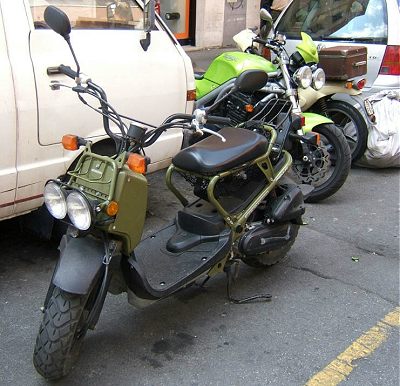 A Honda Zoomer 50 looking quite militaristic