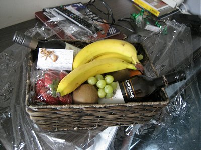 Basket of fruit and wine