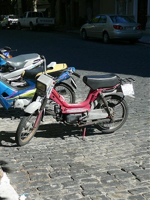 Atala moped on the streets of Colonia del Sacramento