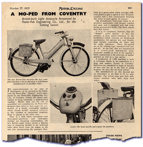1955 Power Pak Moped article