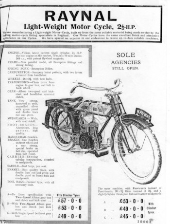 1922 Raynal motor cycle