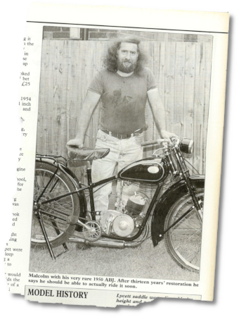 Malcolm Howie and the surviving ABJ autocycle