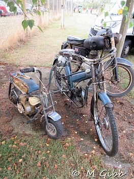 An American Mini Bike and an unidentified French moped