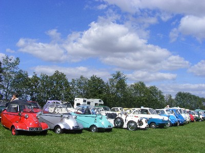 Microcars lined up at Stonham Barns