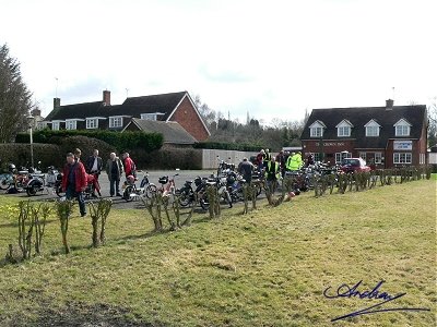 Bikes filling up the pub car park