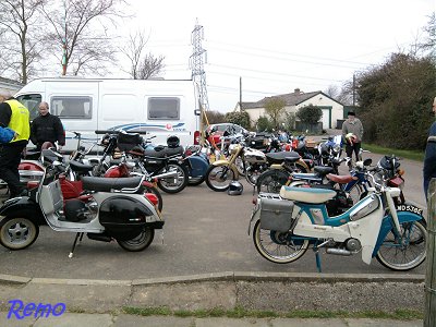 Riders and machines gathering at Duloe
