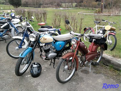 The bikes parked at the pub stop